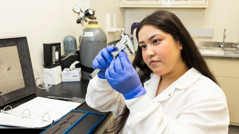 student in lab